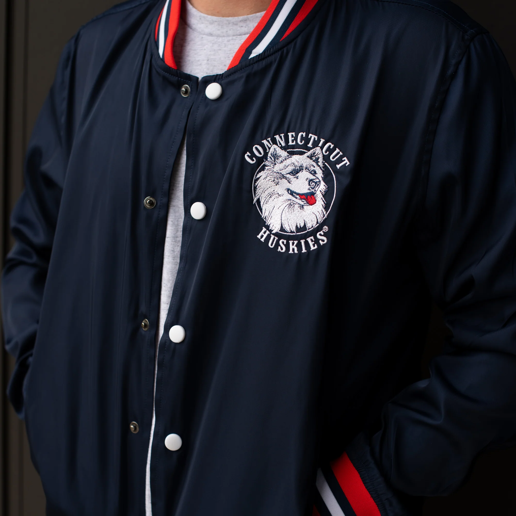 UConn Bubble Script Bomber Jacket - Image 3