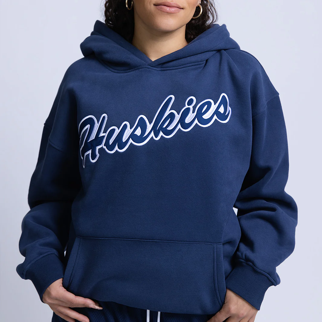 UConn Huskies 1980s Applique Heavyweight Hoodie - Image 3