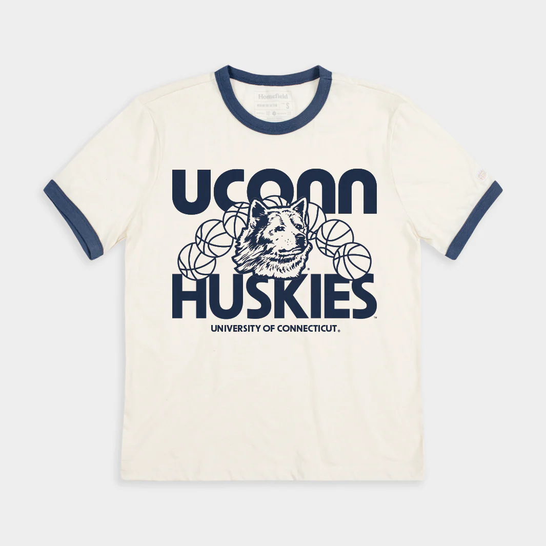 UConn Huskies Basketball '70s Logo Ringer Tee