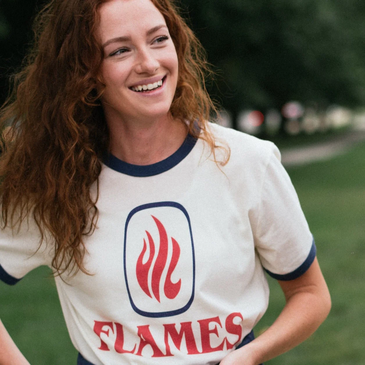 UIC Flames 1980's Vintage Logo Ringer Tee - Image 2