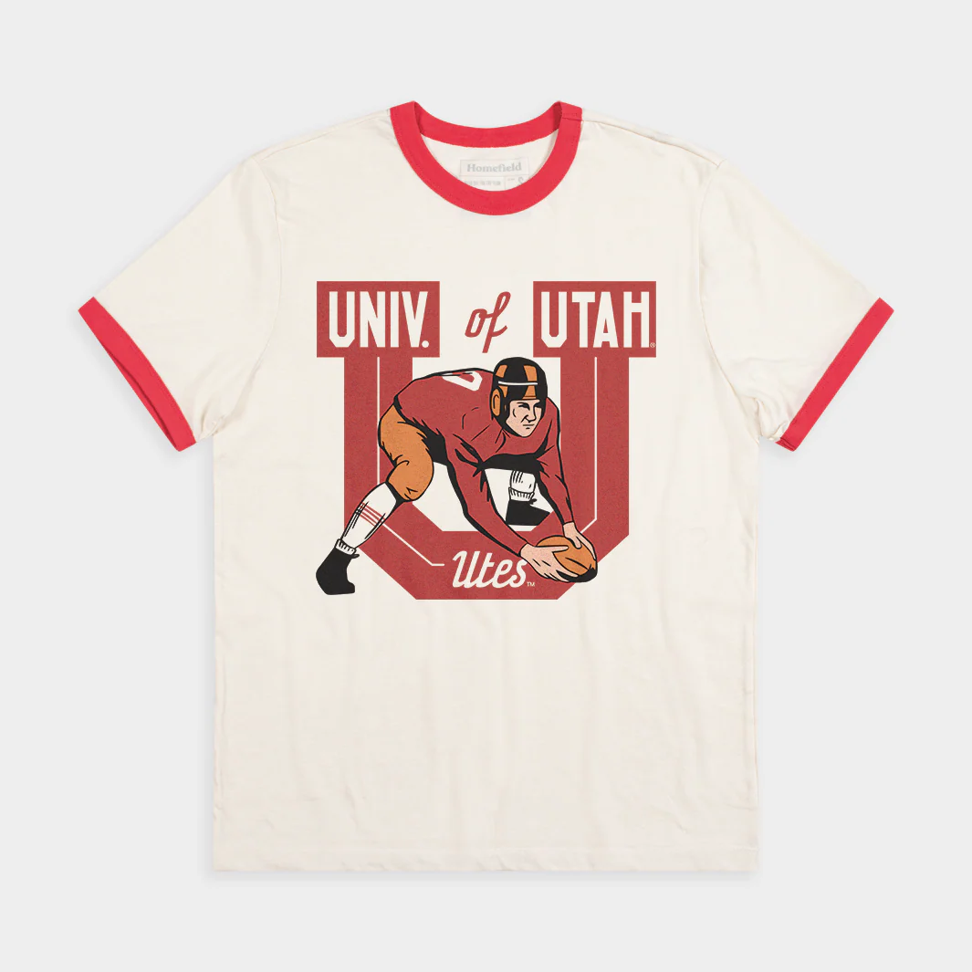 Utah Vintage Football Logo Ringer Tee