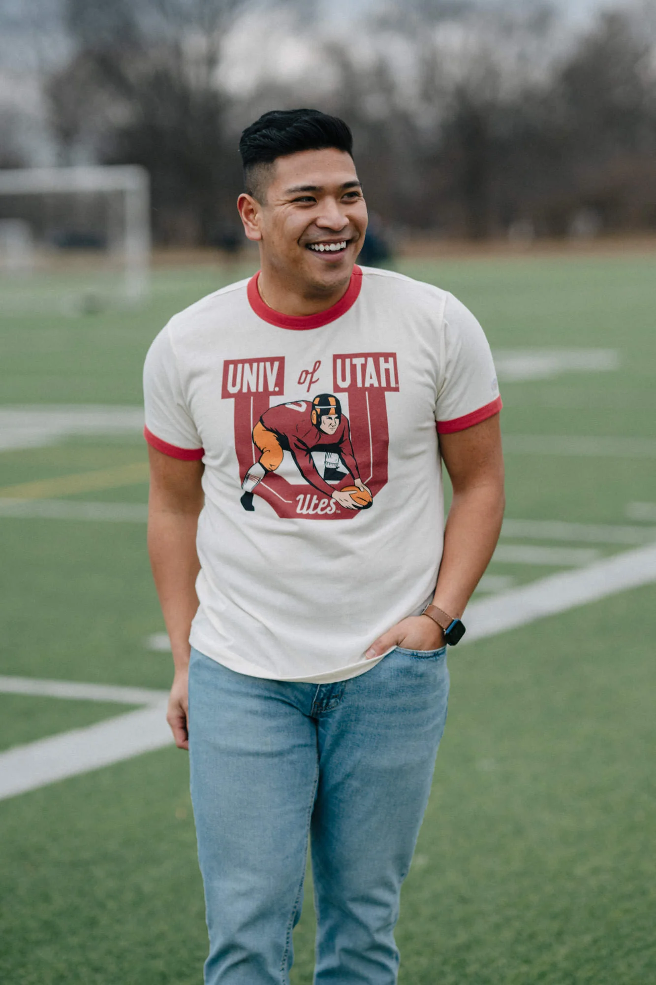 Utah Vintage Football Logo Ringer Tee - Image 2