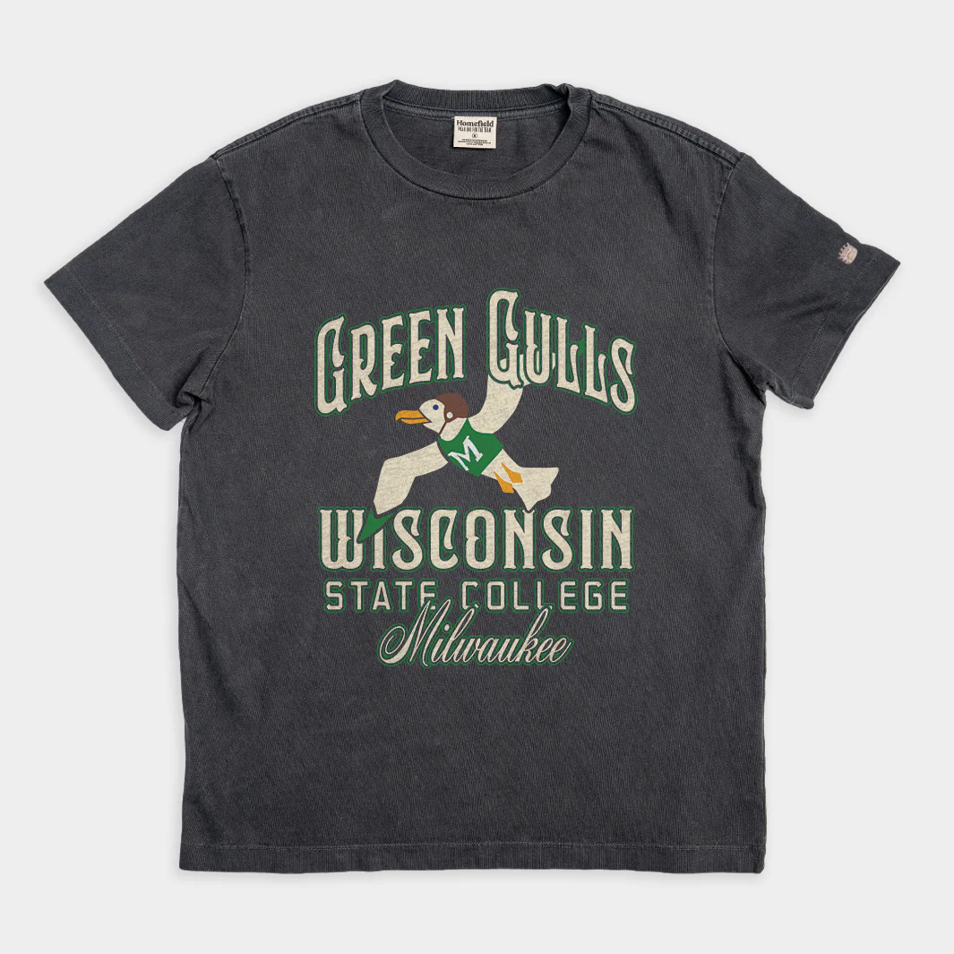 UWM Vintage Wisconsin State Green Gulls Heavyweight Tee