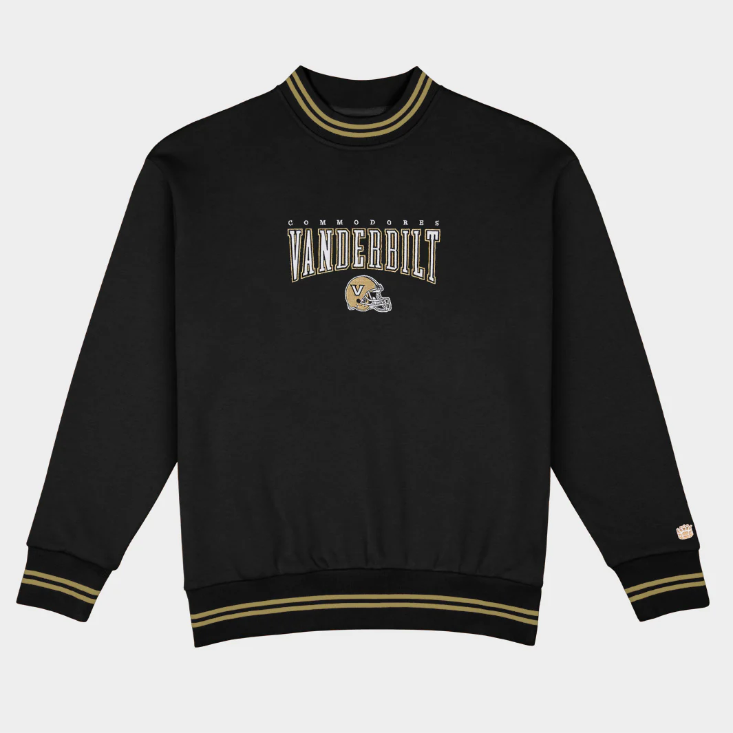 Vanderbilt Football Embroidered Tri-Stripe Crewneck