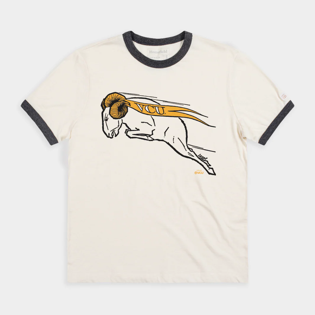 VCU Retro Jumping Ram Logo Ringer Tee