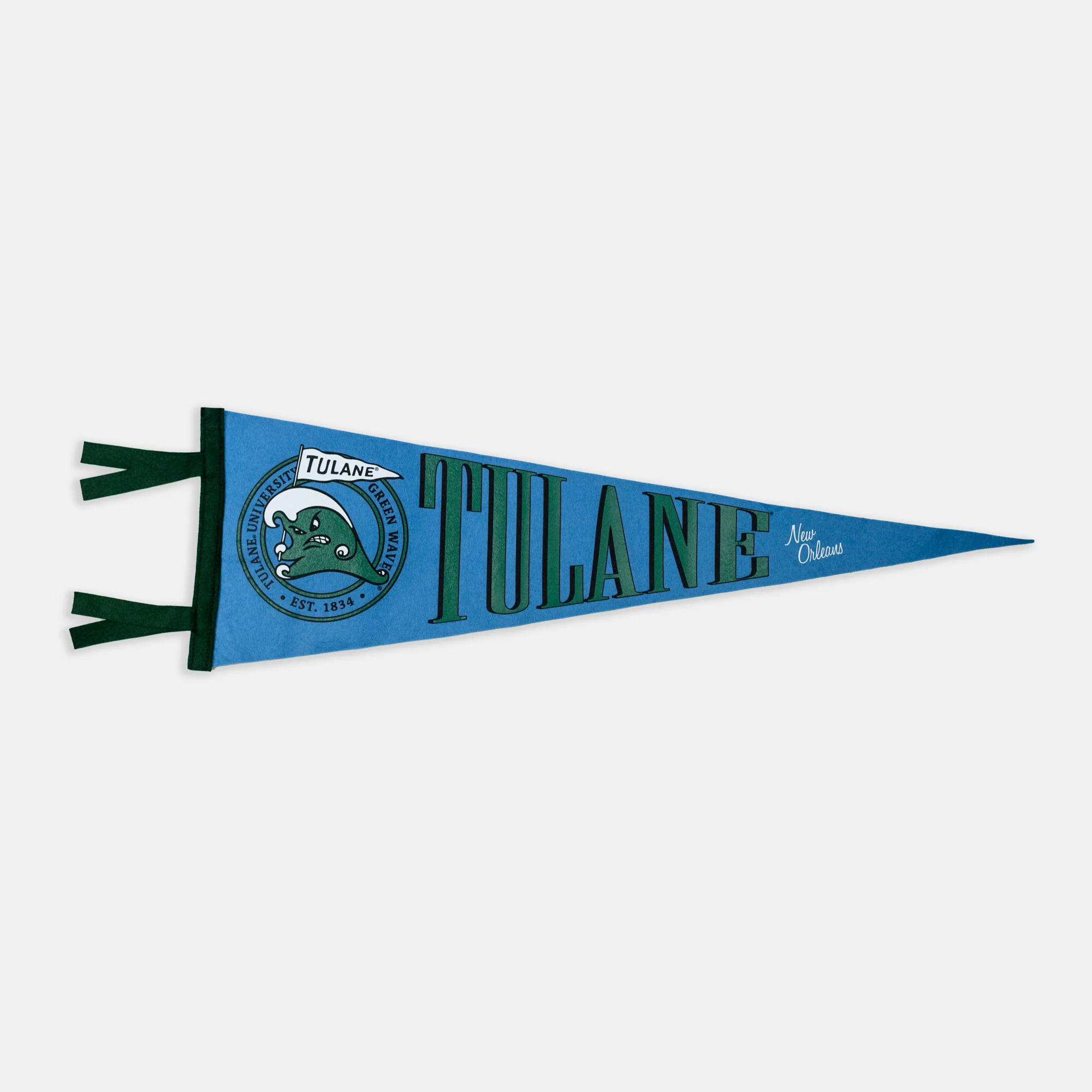 Vintage Tulane Green Wave Logo Pennant