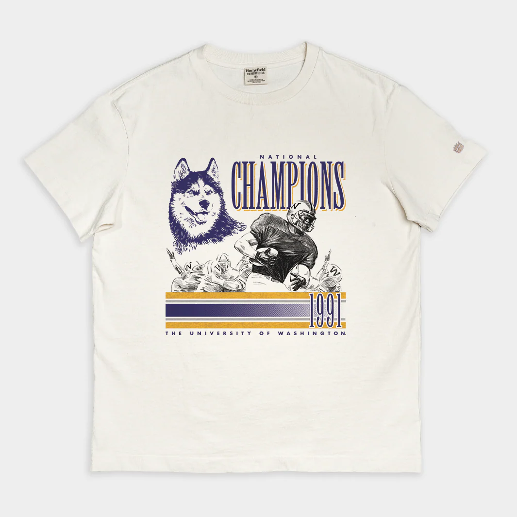 Washington Huskies Football 1991 National Champs Vintage Heavyweight Tee