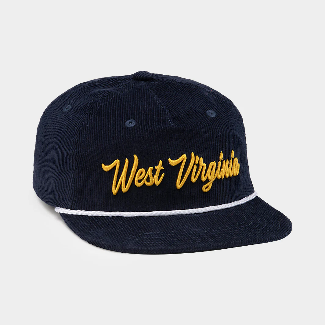 West Virginia Retro-Inspired Script Corduroy Hat - Image 2